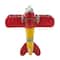 12" Red & Yellow Metal Plane Vintage Tabletop Décor